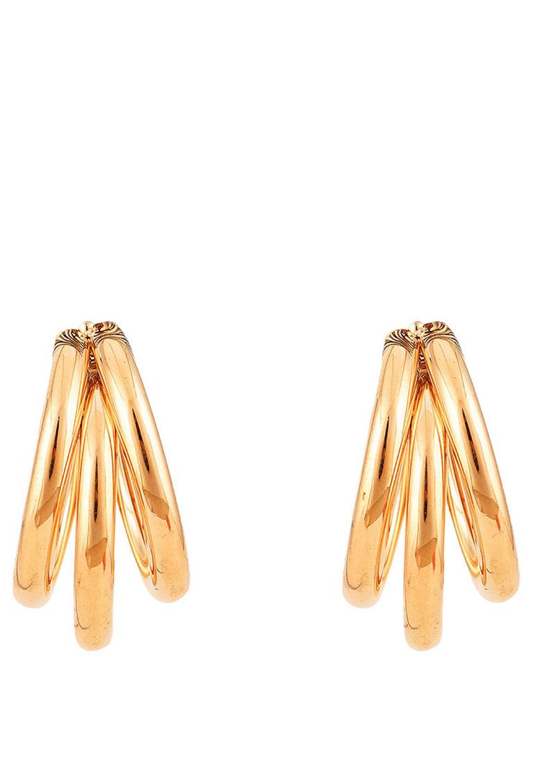 Gold Plated Matte Contemporary Hoop Earrings - Indya