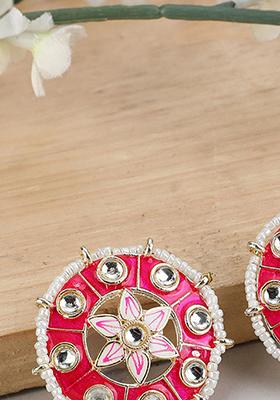 Red Kundan Stud Earrings
