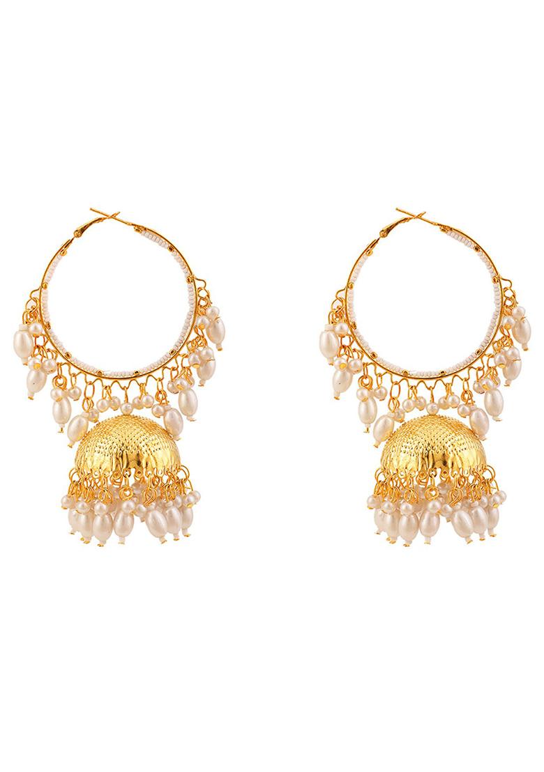 Gold Plated Bead Hoop Earrings - Indya