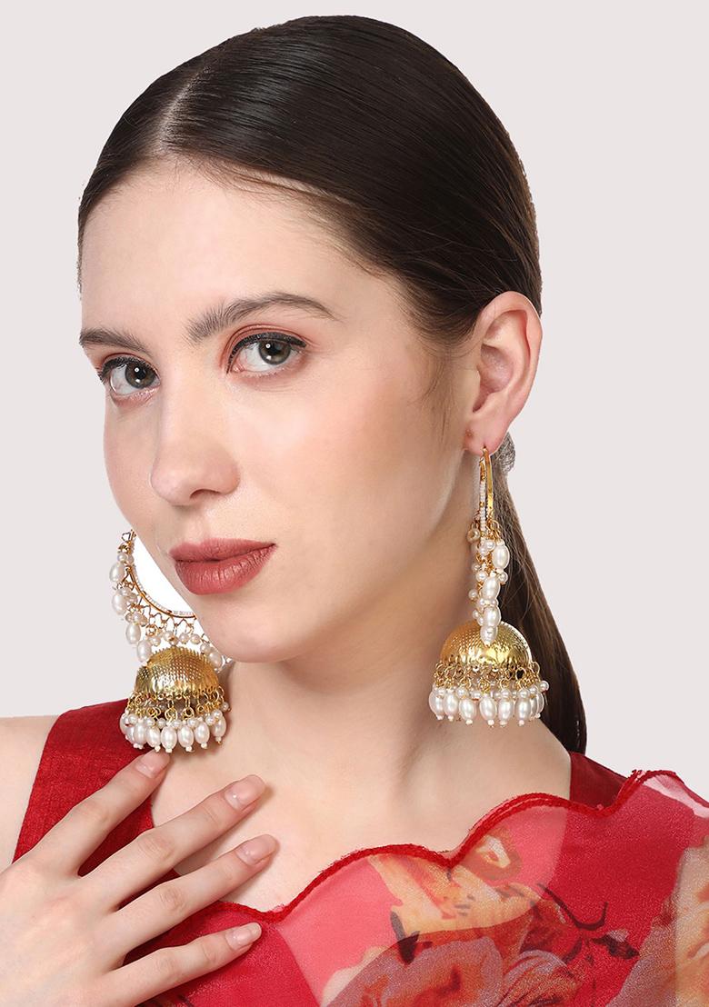 Gold Plated Bead Hoop Earrings - Indya