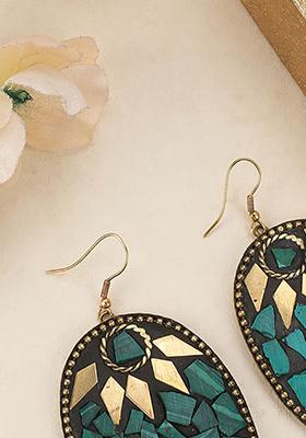 Green Matte Hook Drop Earrings