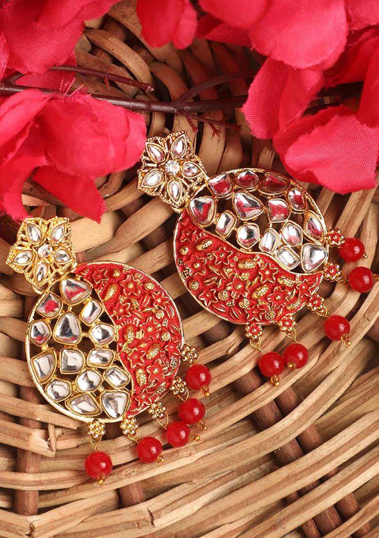 Red Cubic Zirconia Drop Earrings