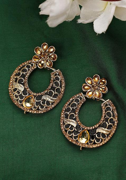 Gold Plated Kundan Chandbali Earrings