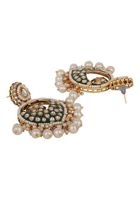 Green Kundan Drop Earrings