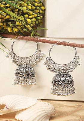 Silver Plated Jhumka Earrings