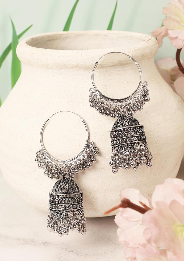 Silver Plated Jhumka Earrings