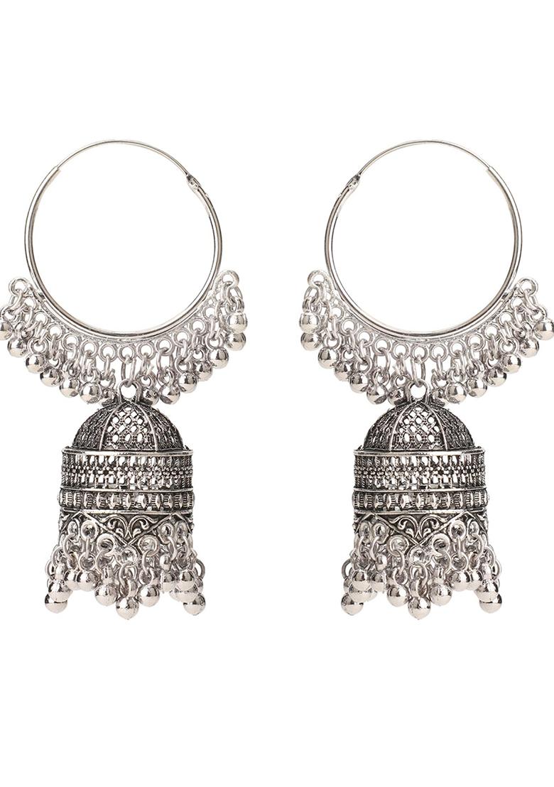 Silver Plated Jhumka Earrings