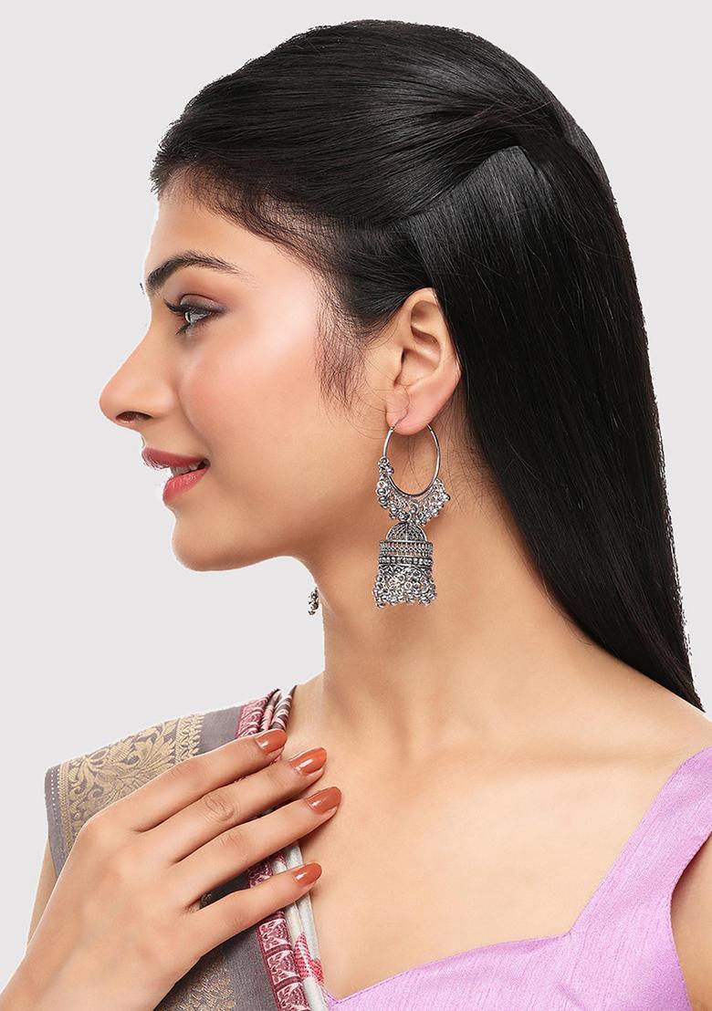 Silver Plated Jhumka Earrings