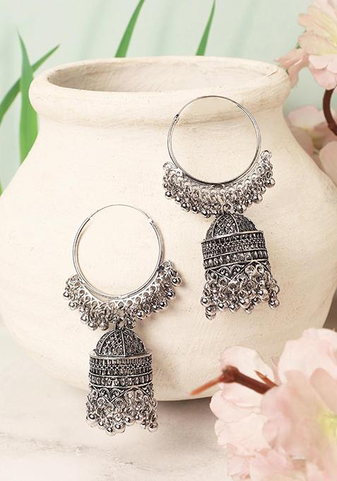 Silver Plated Jhumka Earrings