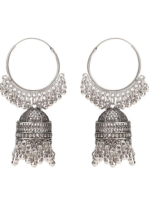 Silver Plated Jhumka Earrings
