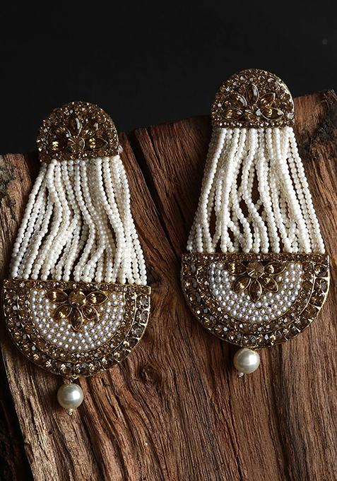 Gold Plated Kundan Drop Earrings