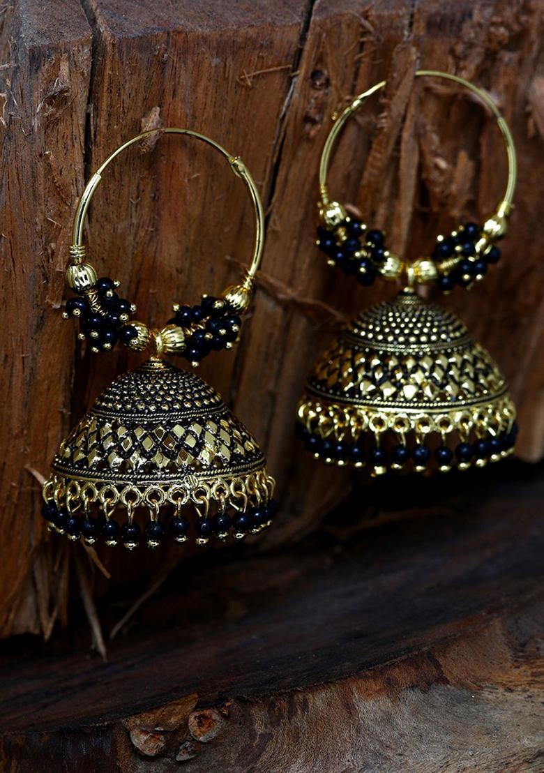 Buy Women Black Bead Jhumka Earrings - XJE01621 - New Arrival - Indya