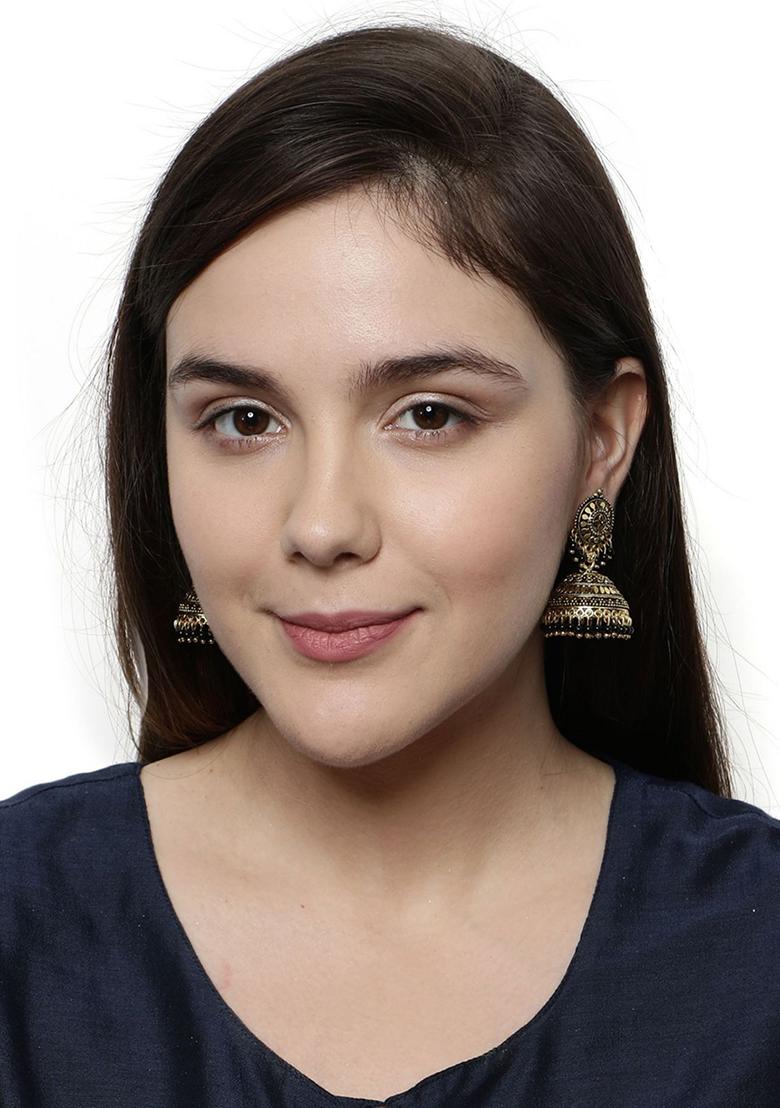 Black Bead Jhumka Earrings