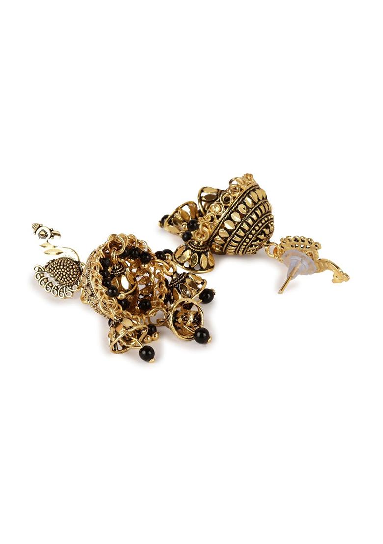 Black Bead Jhumka Earrings