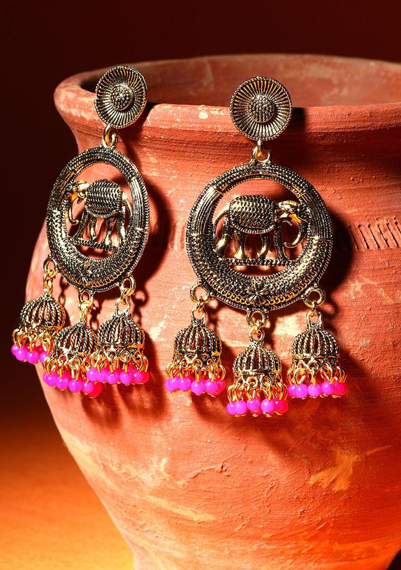 Pink Bead Drop Earrings