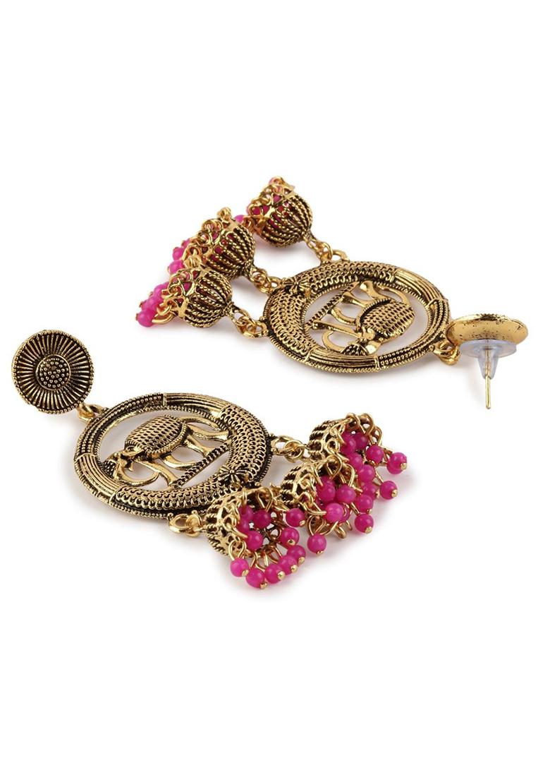 Pink Bead Drop Earrings