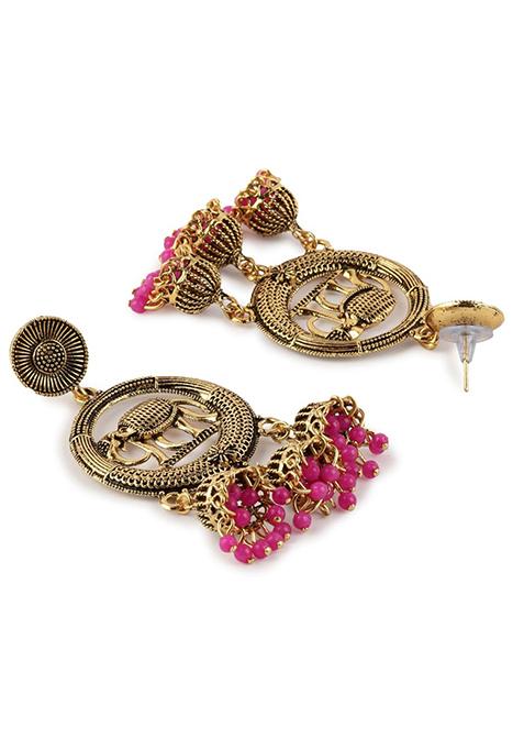 Pink Bead Drop Earrings