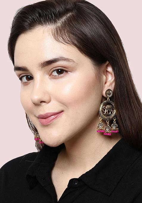 Pink Bead Drop Earrings