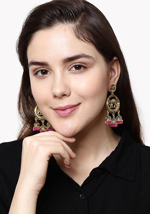 Pink Bead Drop Earrings