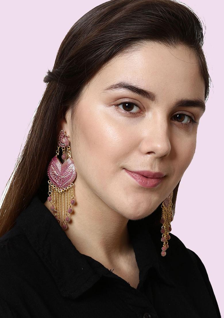 Pink Bead Drop Earrings