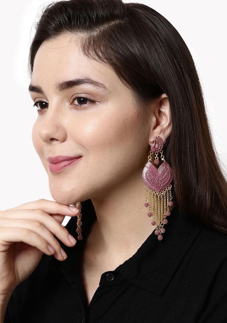 Pink Bead Drop Earrings
