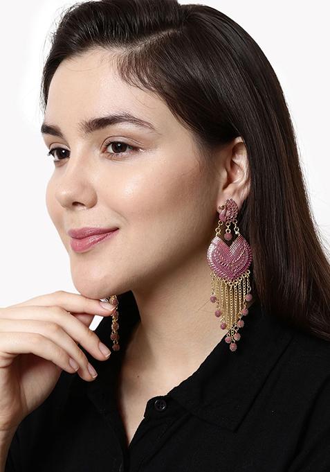 Pink Bead Drop Earrings