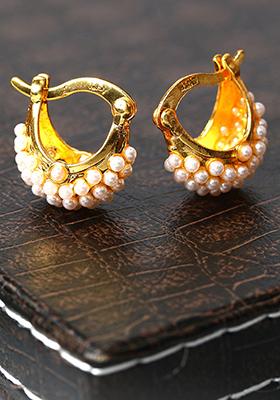 Gold Plated Bead Hoop Earrings