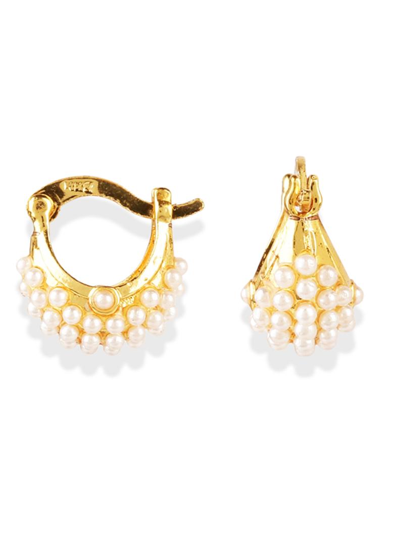 Gold Plated Bead Hoop Earrings - Indya