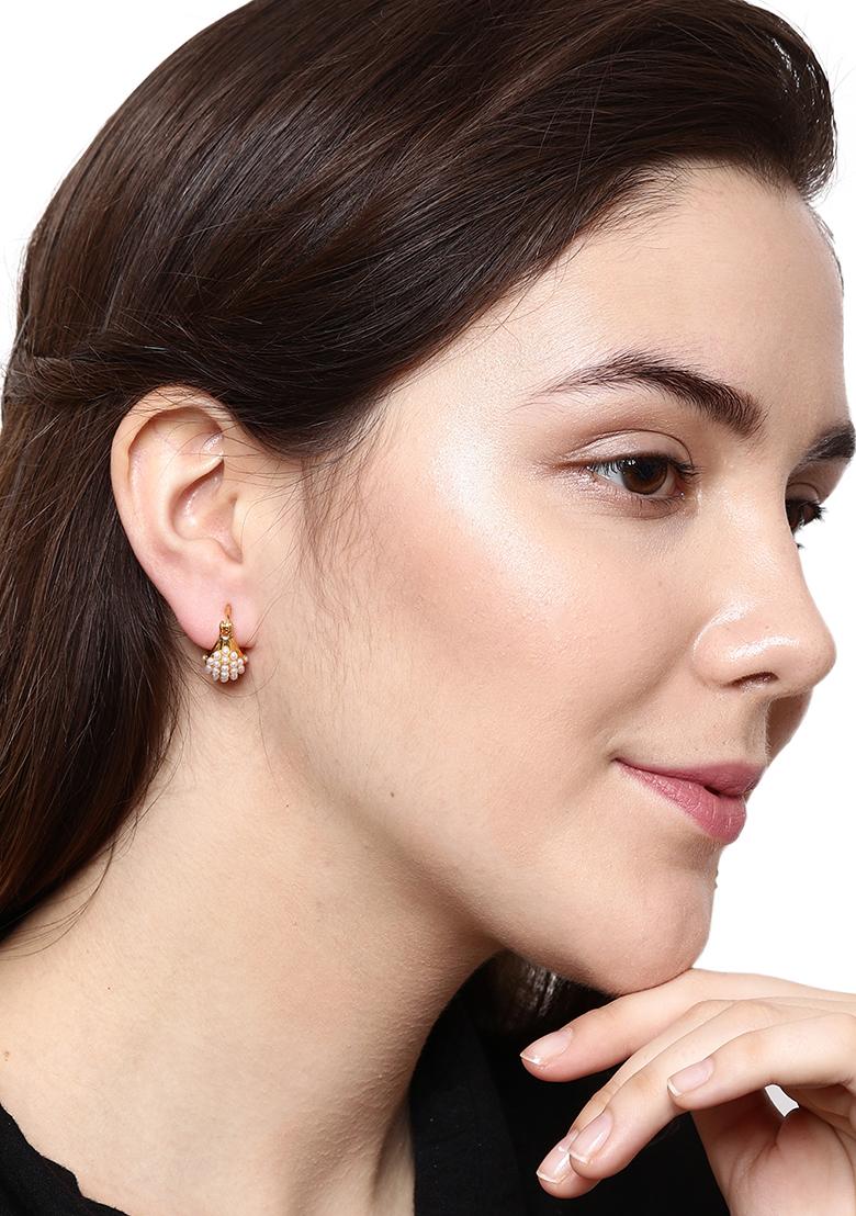 Gold Plated Bead Hoop Earrings - Indya