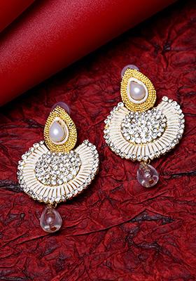 White Cubic Zirconia Chandbali Earrings