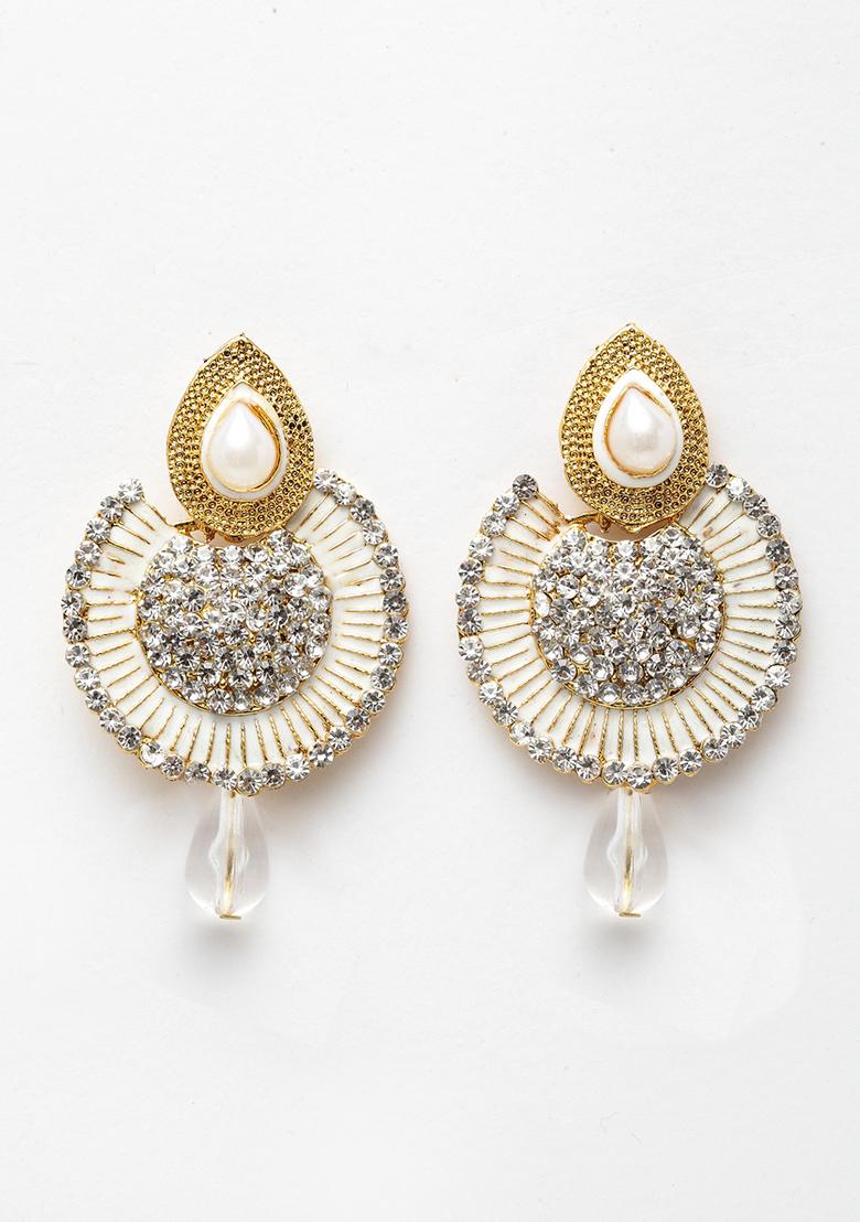 White Cubic Zirconia Chandbali Earrings