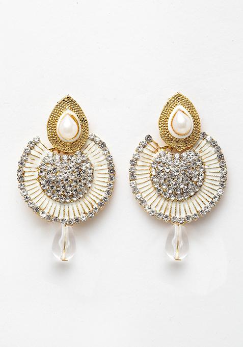White Cubic Zirconia Chandbali Earrings