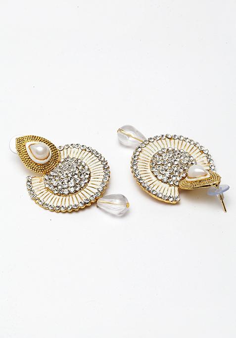 White Cubic Zirconia Chandbali Earrings