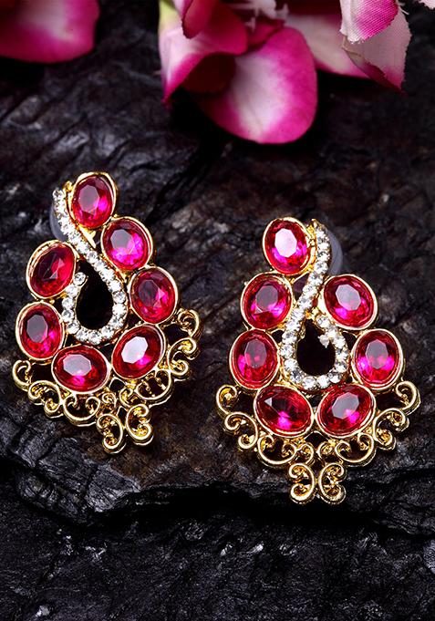 Magenta Cubic Zirconia Stud Earrings