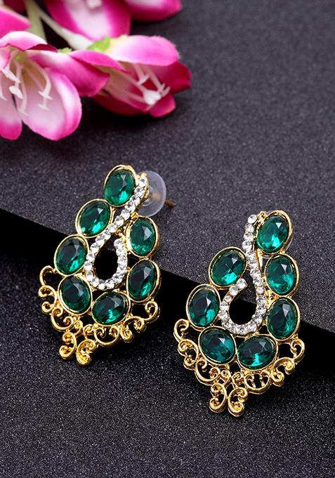 Green Cubic Zirconia Stud Earrings