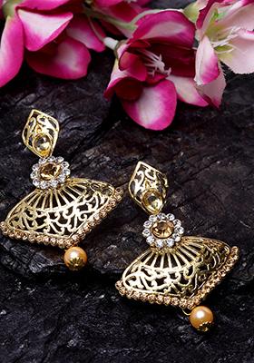 Gold Plated Cubic Zirconia Drop Earrings