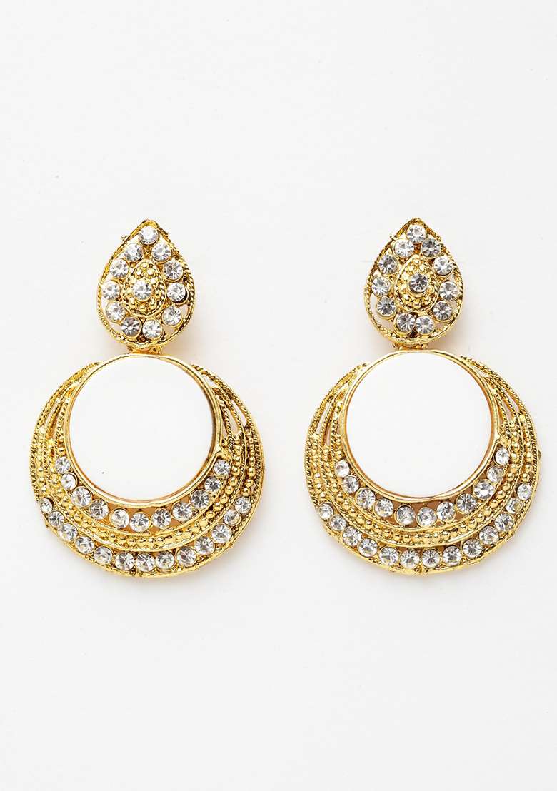 White Cubic Zirconia Drop Earrings - Indya