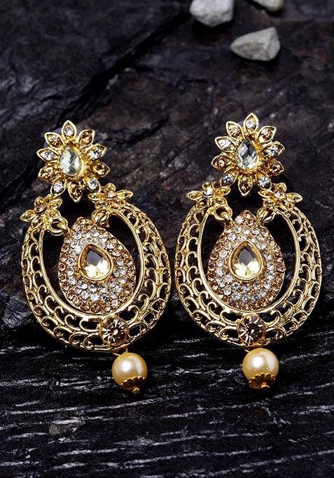 Gold Plated Cubic Zirconia Drop Earrings