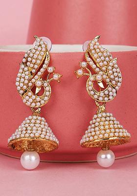 Off White Pearl Jhumka Earrings