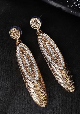 Gold Plated Artificial Stone Drop Earrings