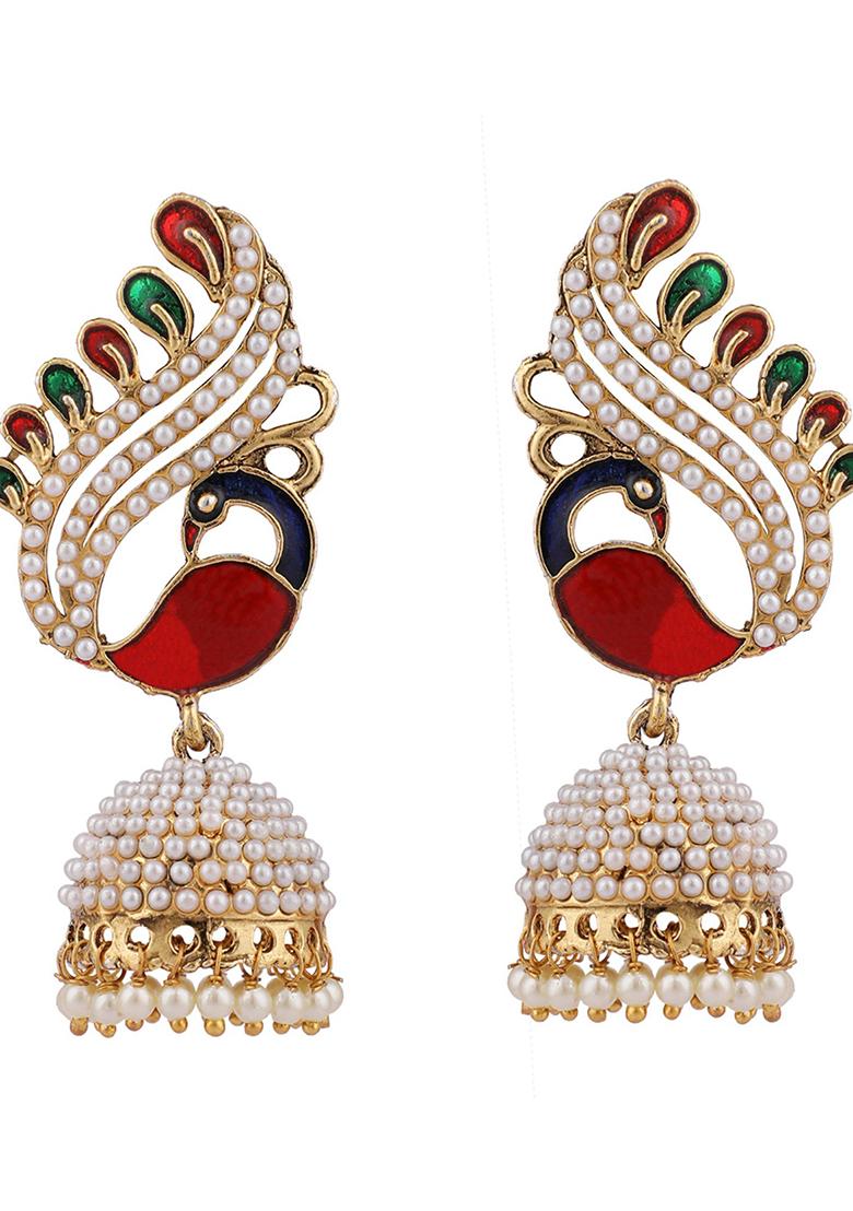 Multicolour Pearl Jhumka Earrings