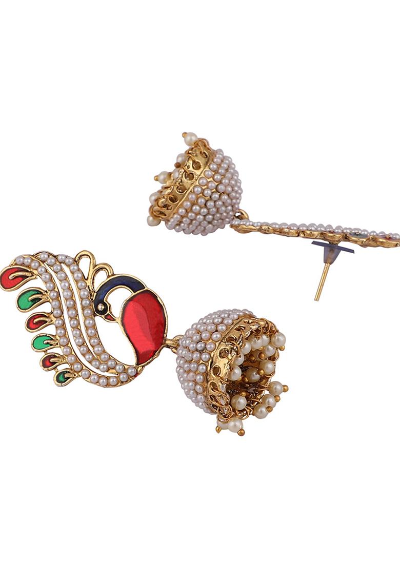Multicolour Pearl Jhumka Earrings