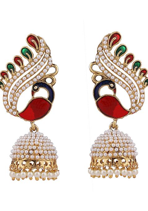 Multicolour Pearl Jhumka Earrings