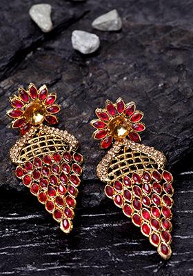 Magenta Cubic Zirconia Drop Earrings