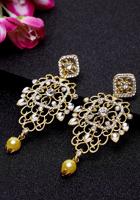 Gold Plated Cubic Zirconia Drop Earrings