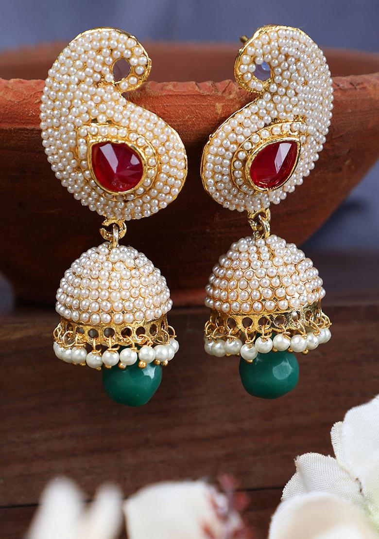Multicolour Pearl Jhumka Earrings