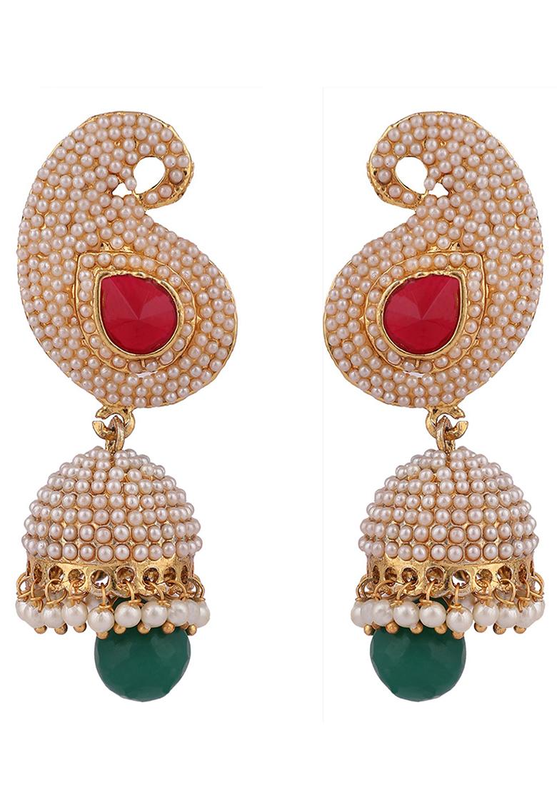 Multicolour Pearl Jhumka Earrings