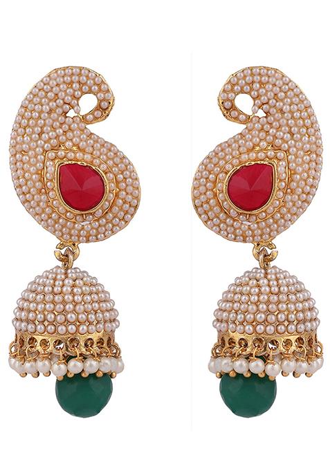 Multicolour Pearl Jhumka Earrings