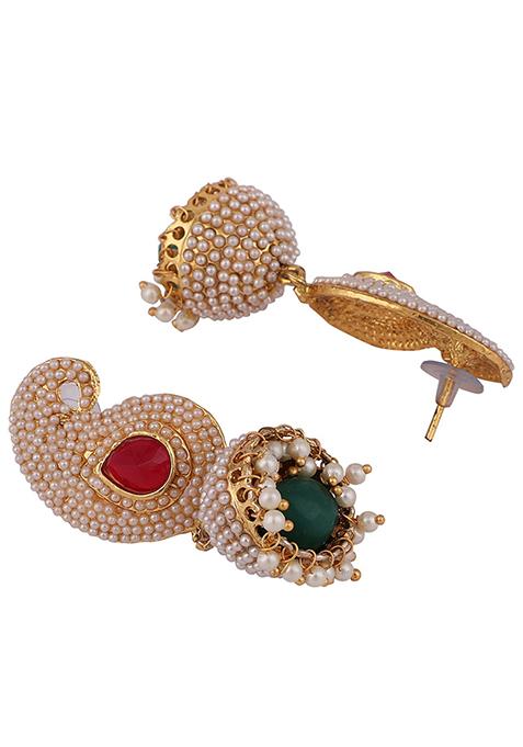 Multicolour Pearl Jhumka Earrings