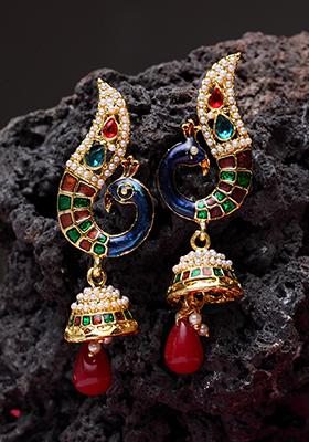 Multicolour Bead Jhumka Earrings